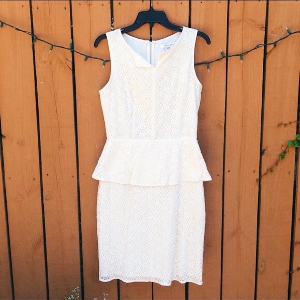 MAX STUDIO ✨ white eyelet peplum dress
